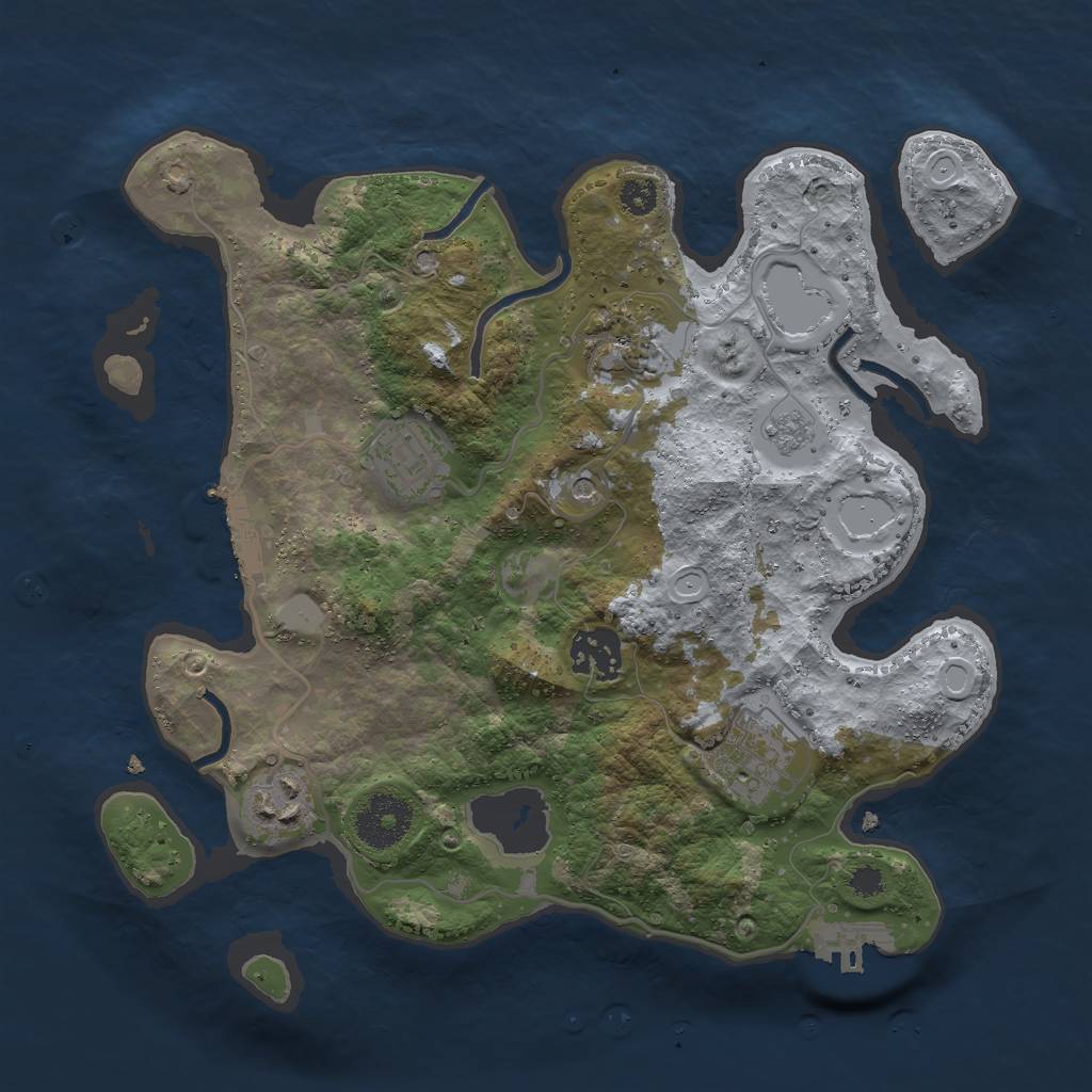 Rust Map: Procedural Map, Size: 3000, Seed: 1844992763, 12 Monuments