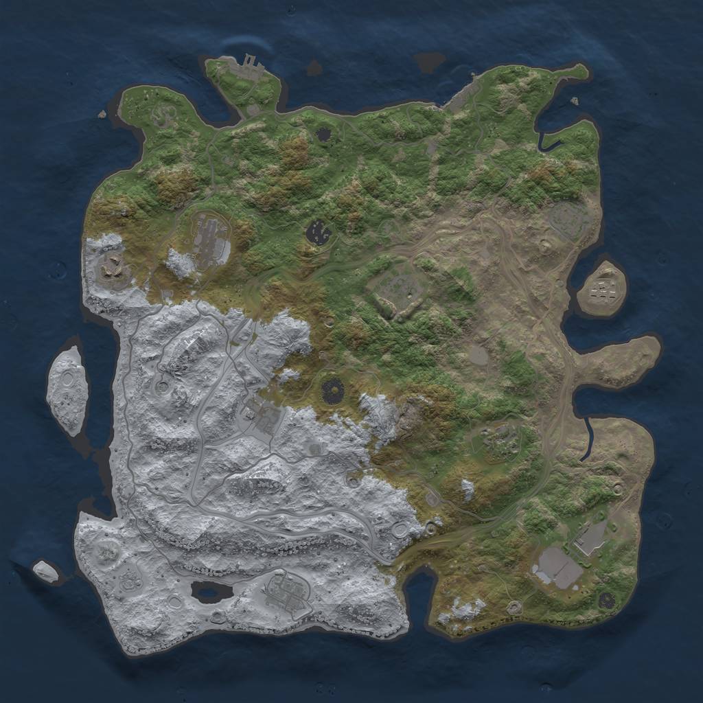 Rust Map: Procedural Map, Size: 4250, Seed: 1358476093, 17 Monuments
