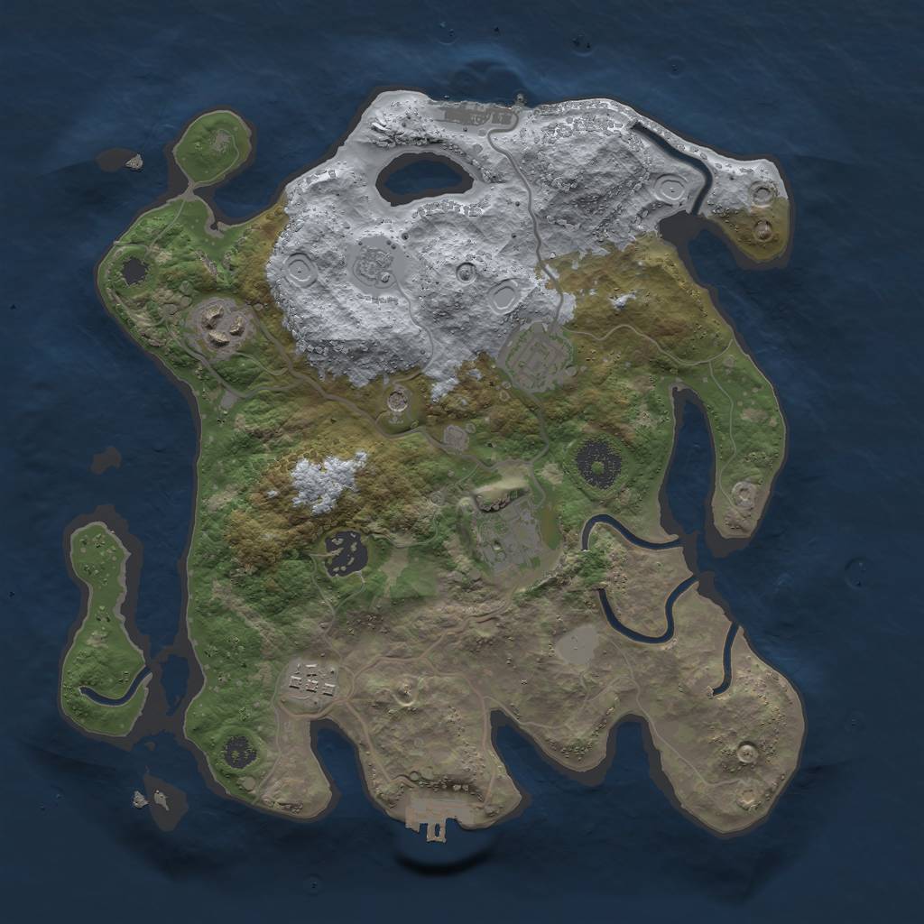 Rust Map: Procedural Map, Size: 3000, Seed: 746254438, 12 Monuments
