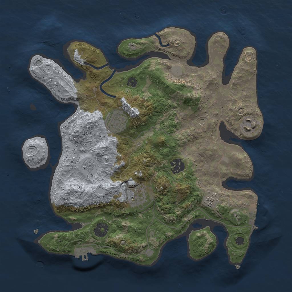 Rust Map: Procedural Map, Size: 3000, Seed: 2781069, 12 Monuments