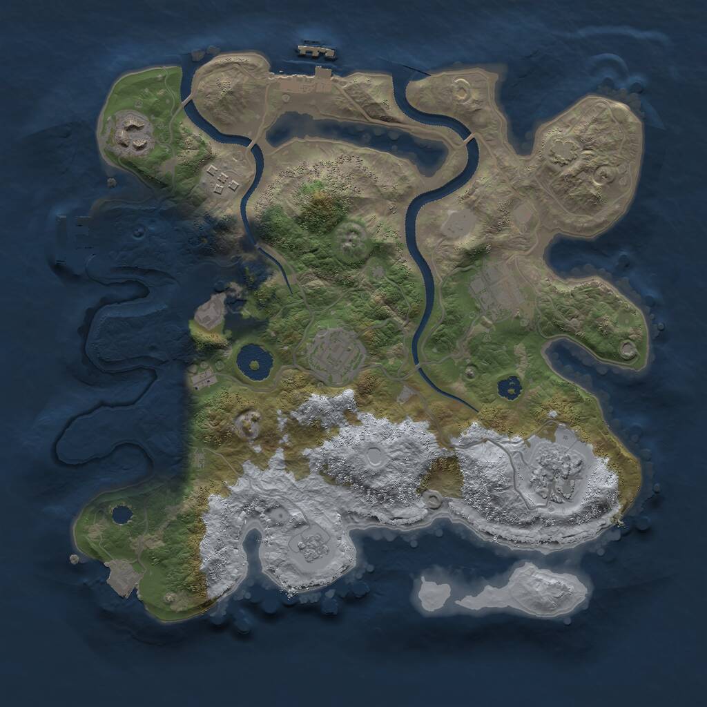 Rust Map: Procedural Map, Size: 3000, Seed: 12843, 11 Monuments