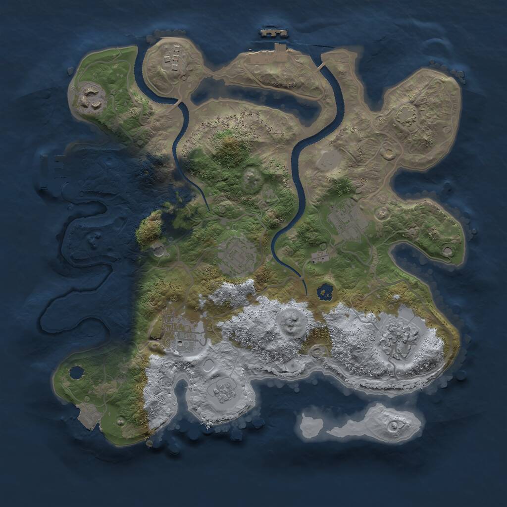 Rust Map: Procedural Map, Size: 3000, Seed: 12843, 12 Monuments