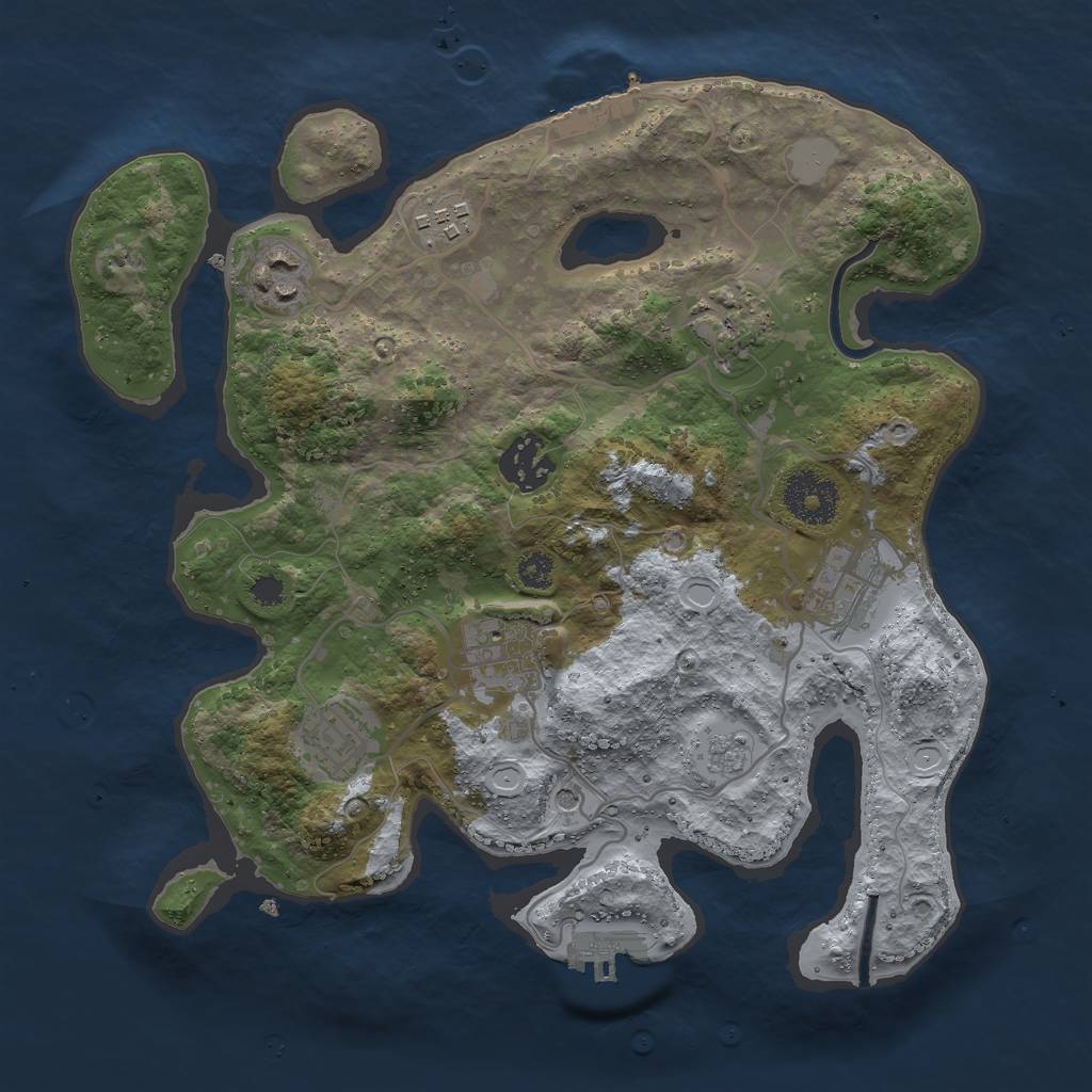 Rust Map: Procedural Map, Size: 3000, Seed: 30951, 14 Monuments