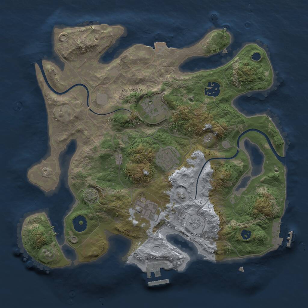 Rust Map: Procedural Map, Size: 3000, Seed: 517951, 10 Monuments