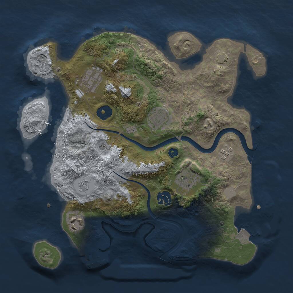 Rust Map: Procedural Map, Size: 3000, Seed: 5875, 11 Monuments