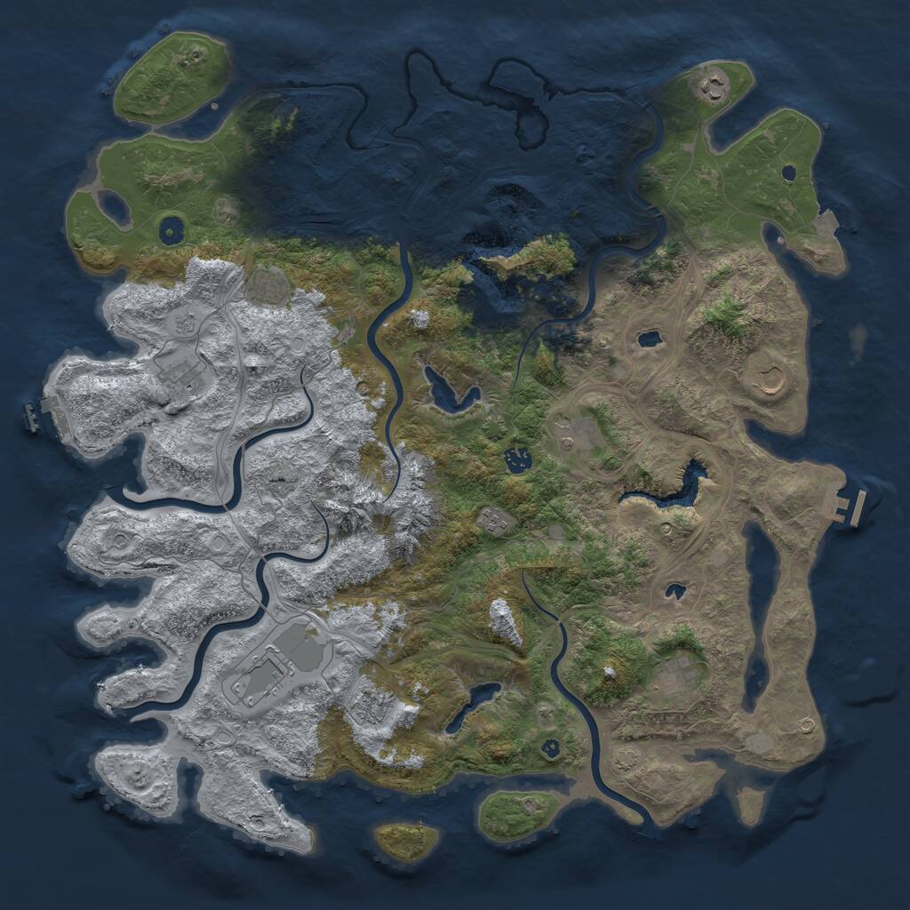 Rust Map: Procedural Map, Size: 5000, Seed: 365024044, 16 Monuments