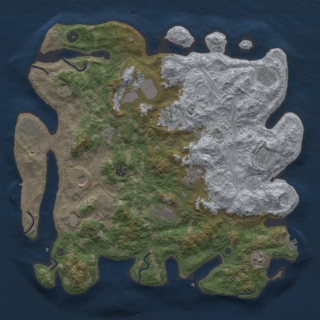 Rust Map: Procedural Map, Size: 4250, Seed: 1087120415, 18 Monuments