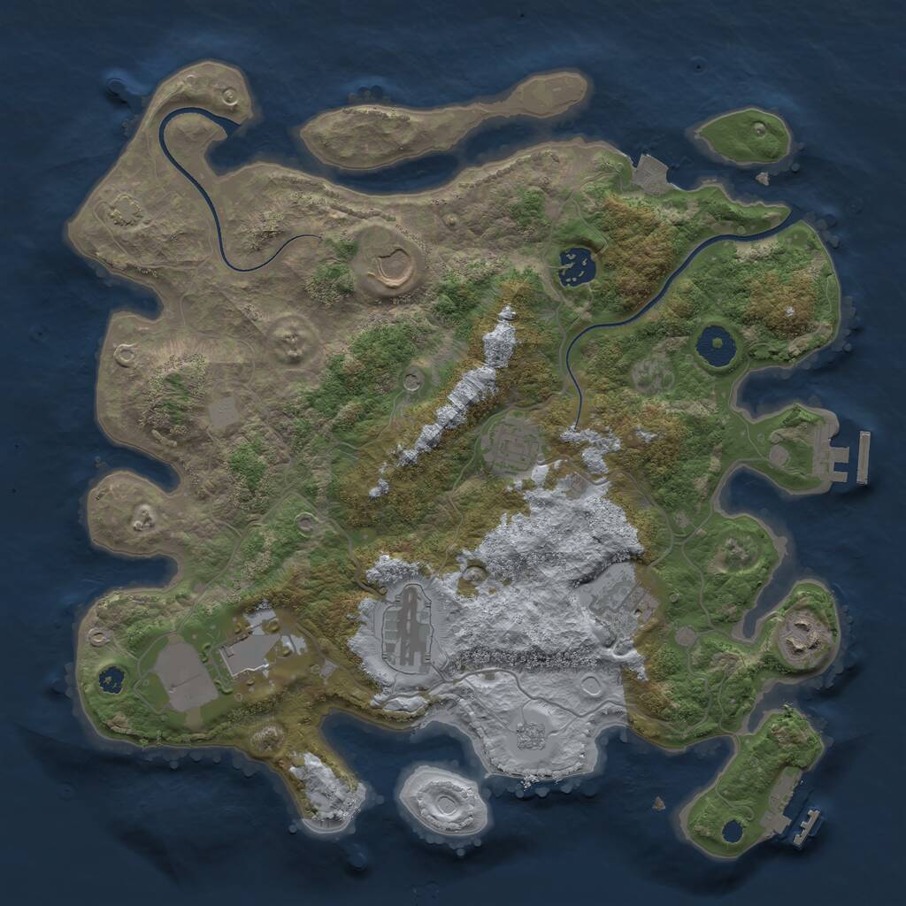 Rust Map: Procedural Map, Size: 3500, Seed: 1195818427, 13 Monuments