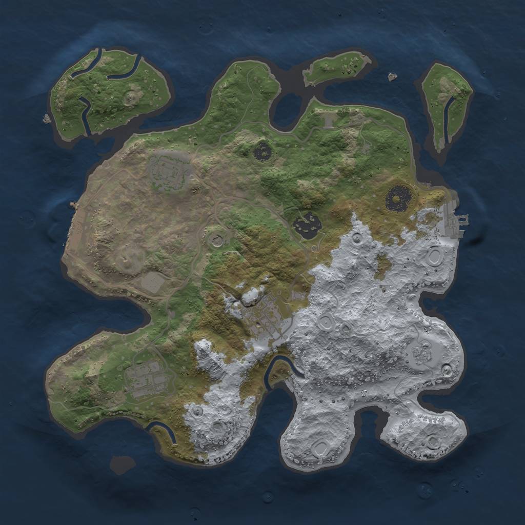 Rust Map: Procedural Map, Size: 3000, Seed: 6244, 11 Monuments