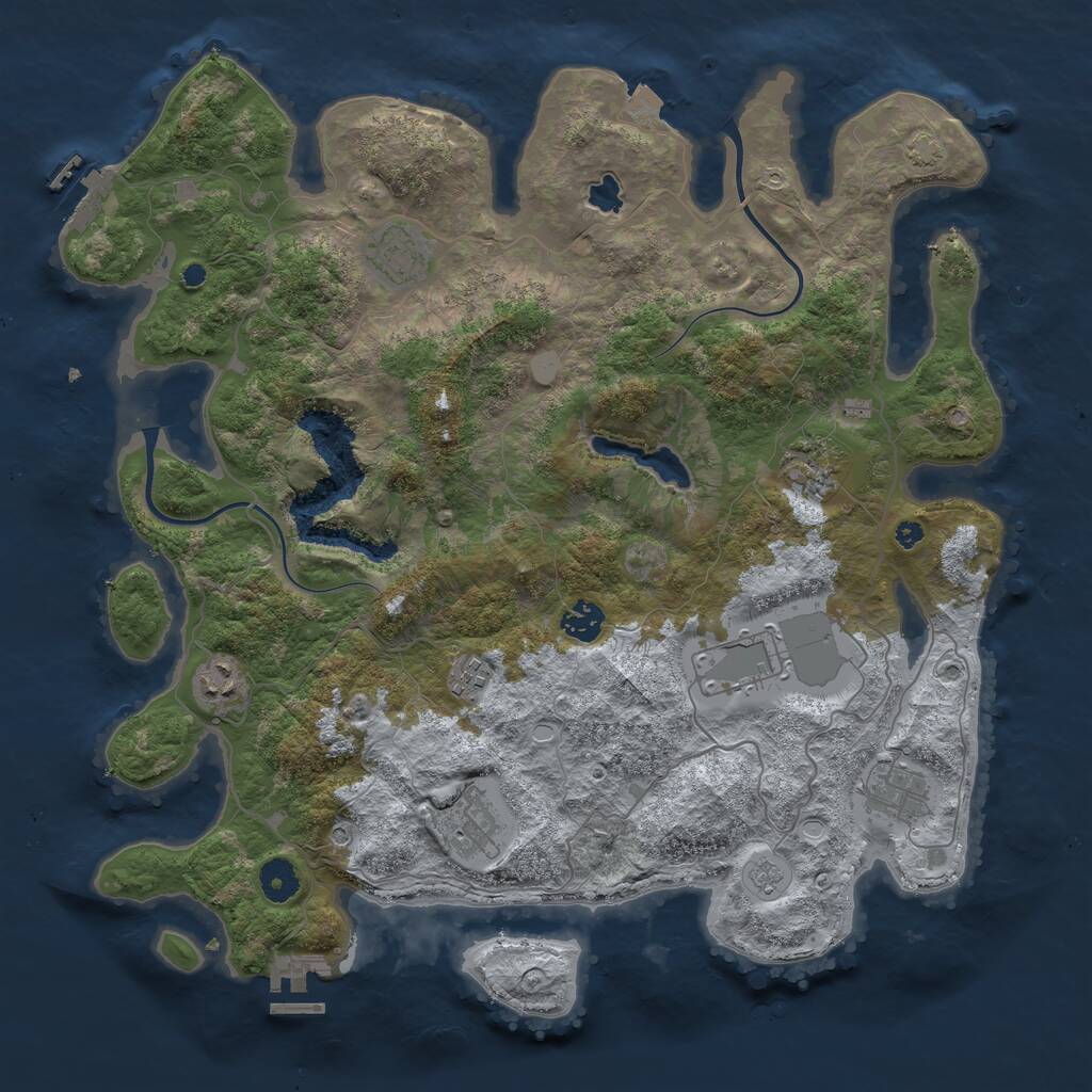 Rust Map: Procedural Map, Size: 4000, Seed: 729243057, 14 Monuments