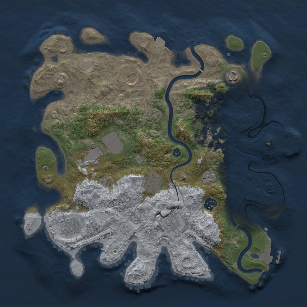 Rust Map: Procedural Map, Size: 3700, Seed: 2026930503, 14 Monuments