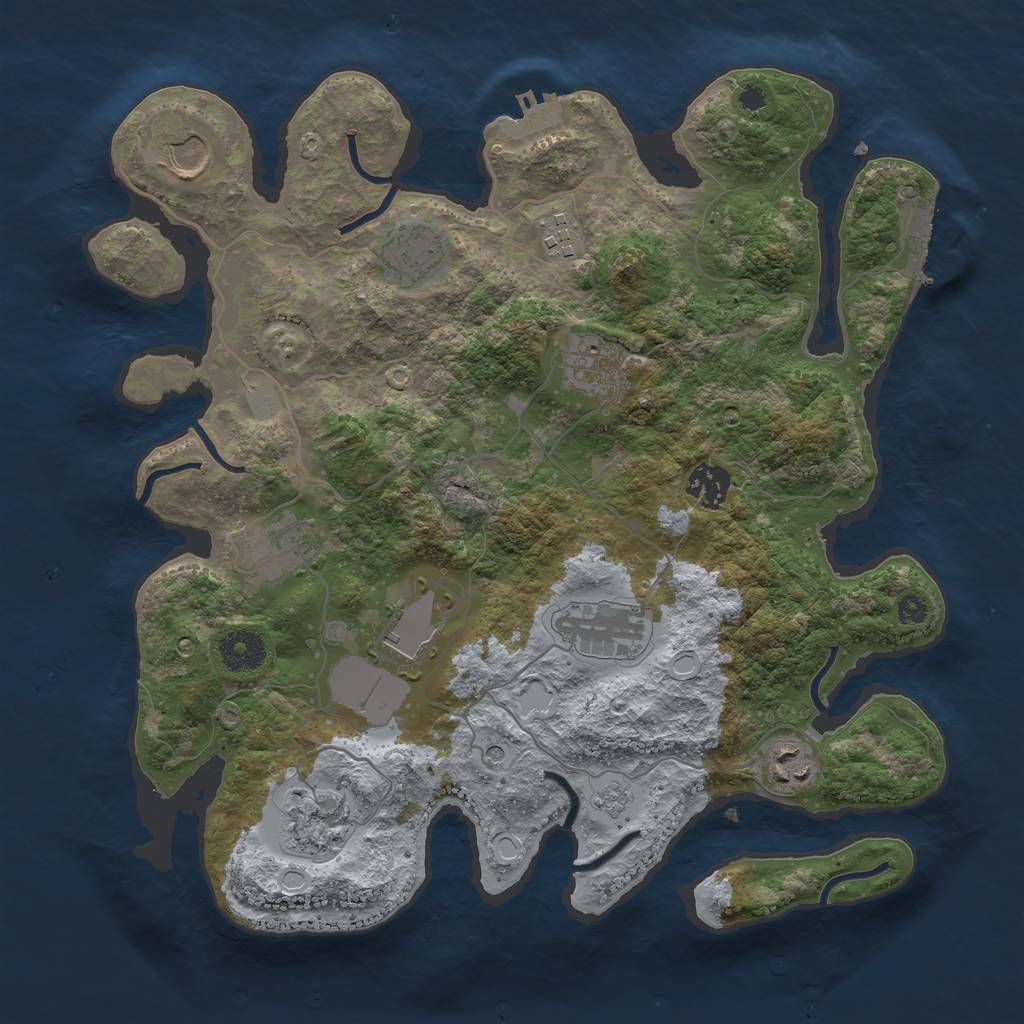 Rust Map: Procedural Map, Size: 3500, Seed: 1357280733, 17 Monuments
