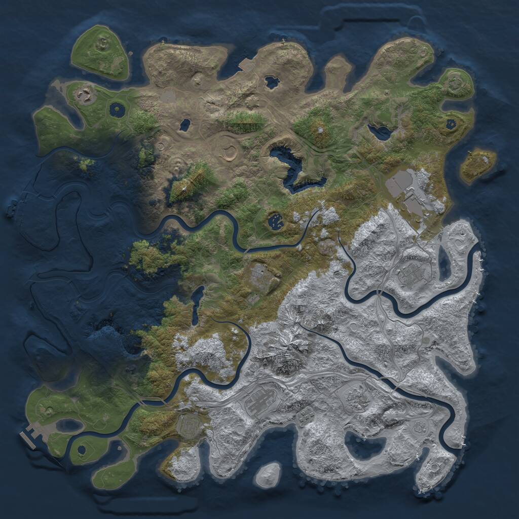 Rust Map: Procedural Map, Size: 5000, Seed: 320817632, 16 Monuments