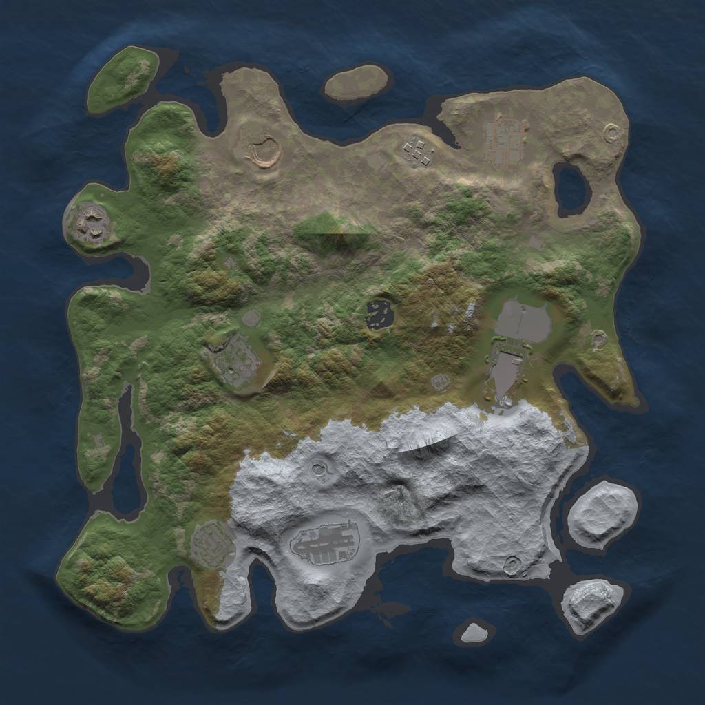 Rust Map: Barren, Size: 3500, Seed: 650500728, 12 Monuments