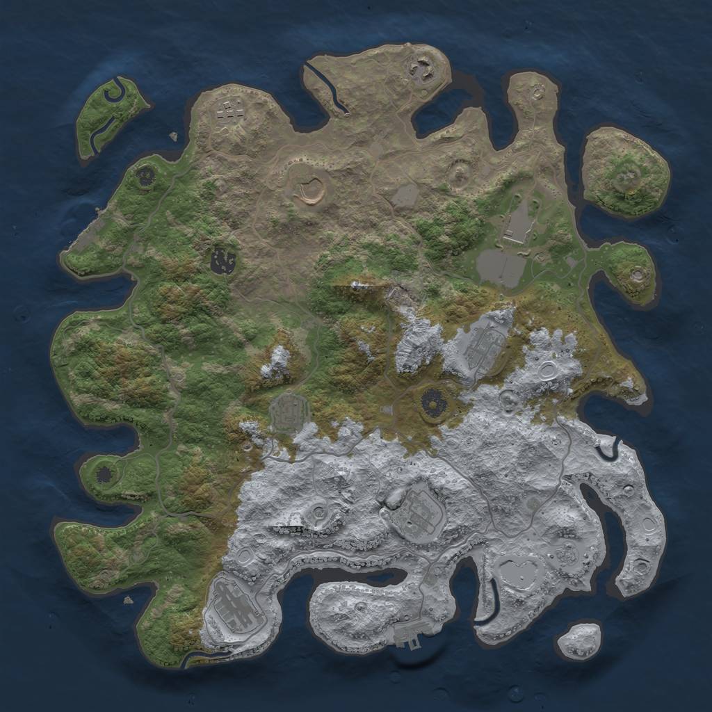 Rust Map: Procedural Map, Size: 4000, Seed: 920706, 16 Monuments