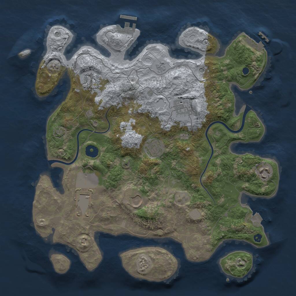 Rust Map: Procedural Map, Size: 3500, Seed: 56764, 12 Monuments