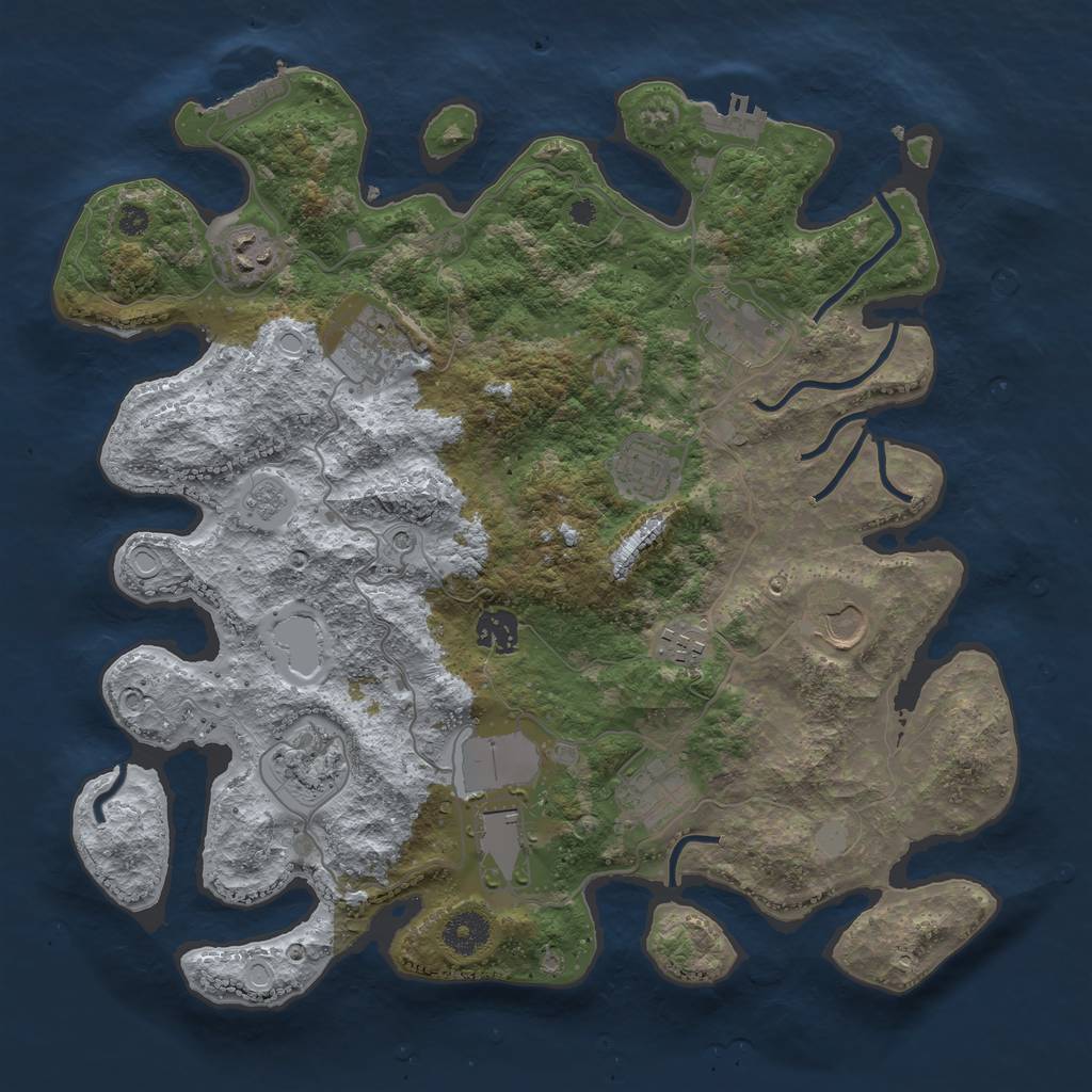 Rust Map: Procedural Map, Size: 3700, Seed: 524360305, 17 Monuments