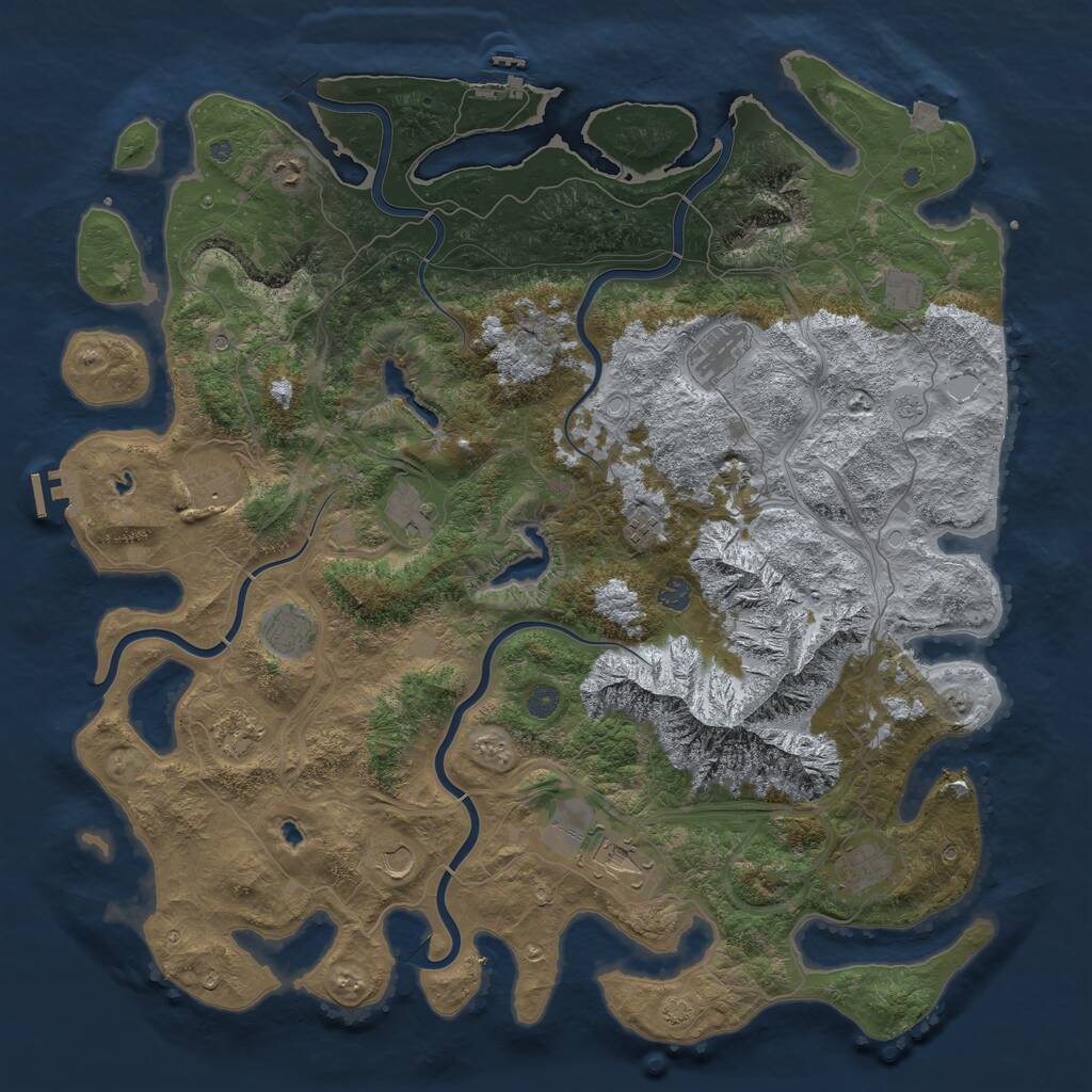 Rust Map: Procedural Map, Size: 5000, Seed: 133780085, 19 Monuments