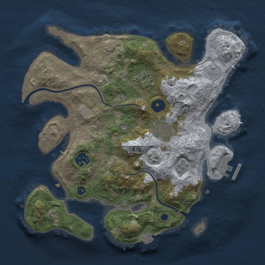 Rust Map: Procedural Map, Size: 3000, Seed: 30634, 9 Monuments