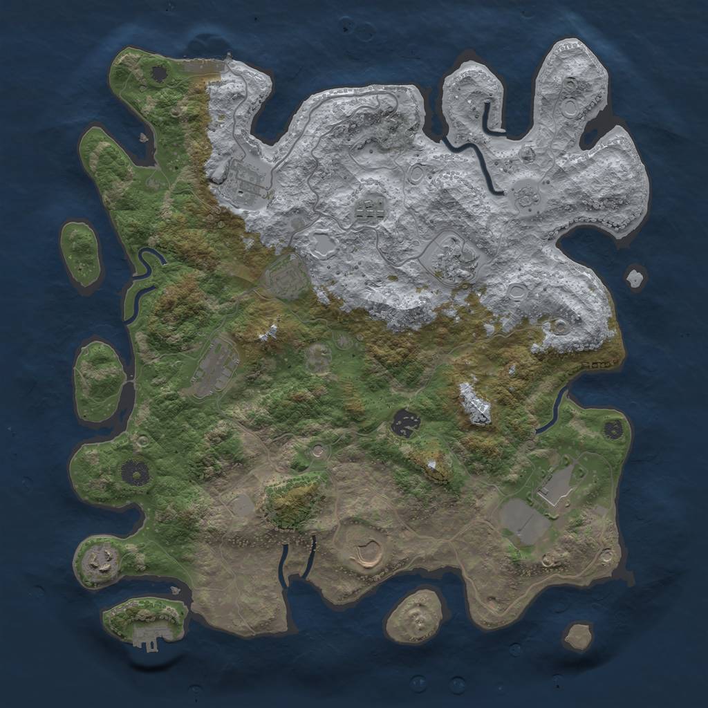 Rust Map: Procedural Map, Size: 3850, Seed: 2241864, 16 Monuments