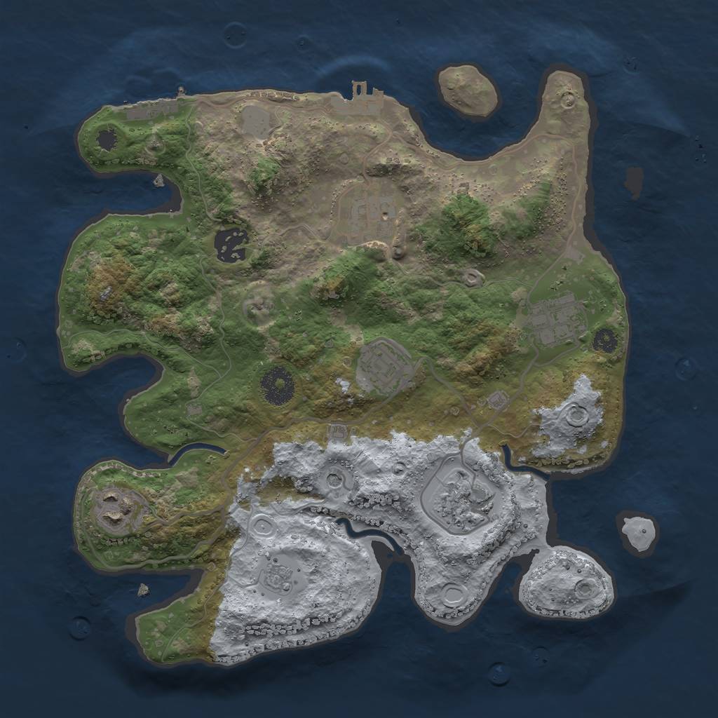 Rust Map: Procedural Map, Size: 3000, Seed: 18893, 13 Monuments