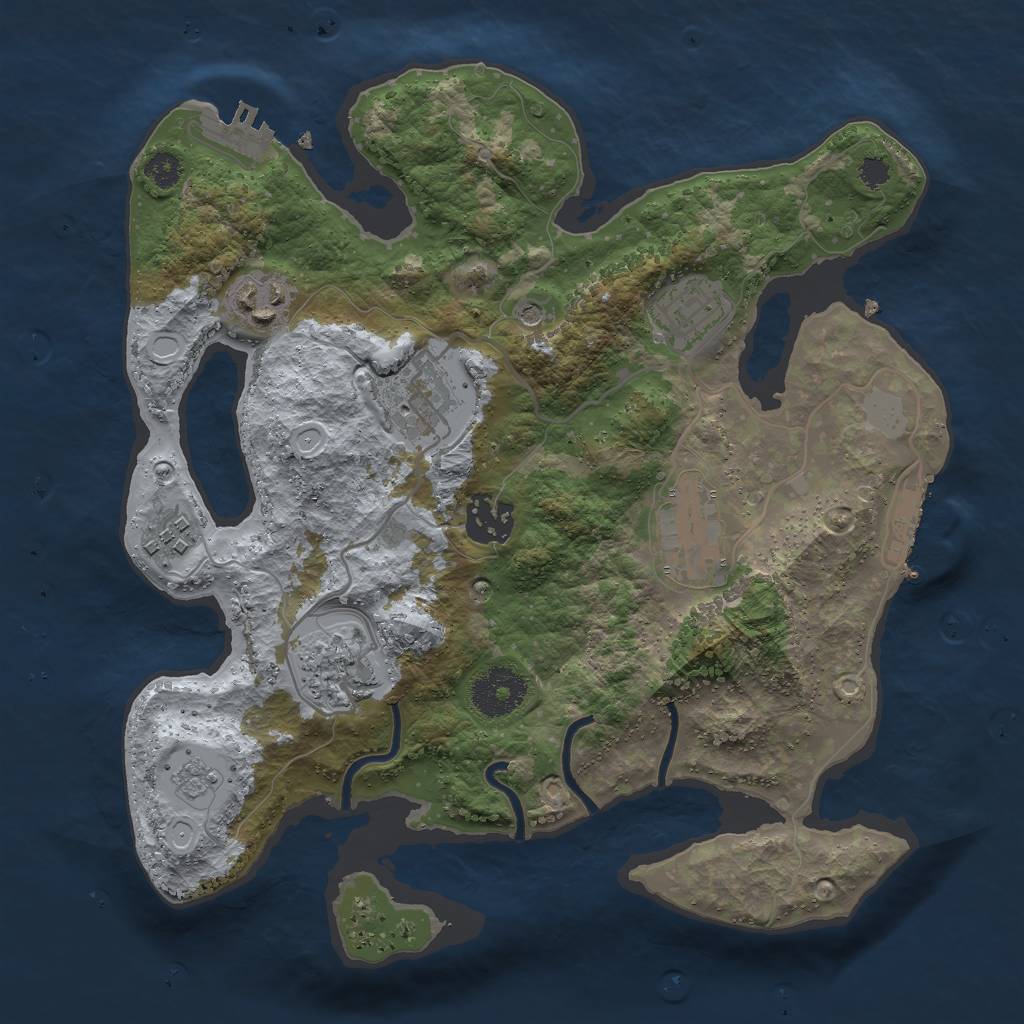 Rust Map: Procedural Map, Size: 3000, Seed: 16966, 14 Monuments