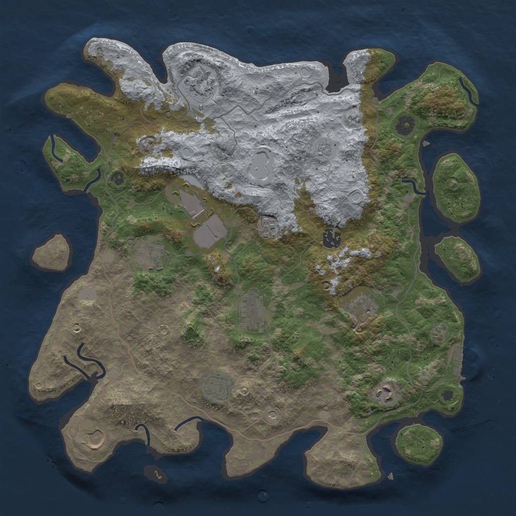 Rust Map: Procedural Map, Size: 4000, Seed: 32655, 16 Monuments