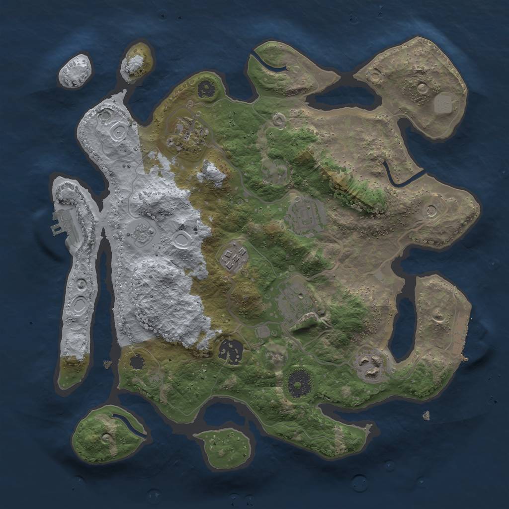 Rust Map: Procedural Map, Size: 3000, Seed: 174, 13 Monuments