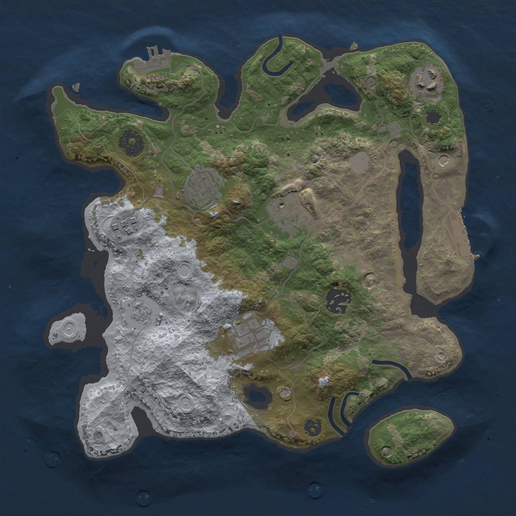 Rust Map: Procedural Map, Size: 3000, Seed: 1179766773, 13 Monuments