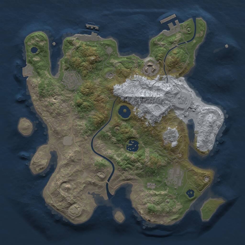 Rust Map: Procedural Map, Size: 3000, Seed: 2105678712, 11 Monuments