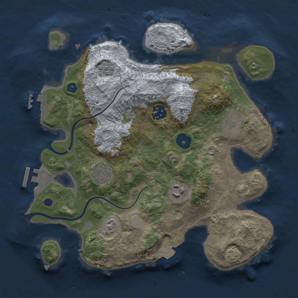 Rust Map: Procedural Map, Size: 3000, Seed: 8261, 9 Monuments