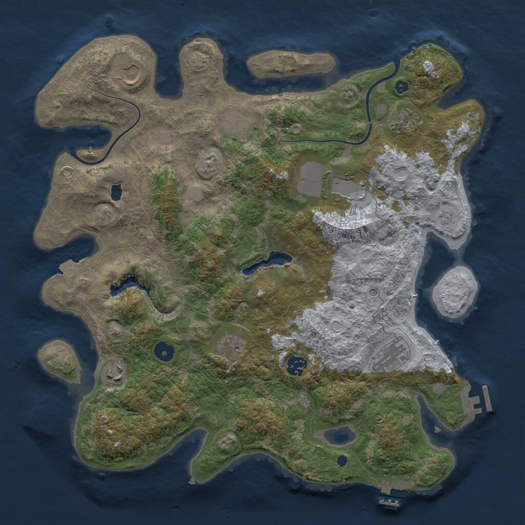 Rust Map: Procedural Map, Size: 4000, Seed: 2016743763, 14 Monuments
