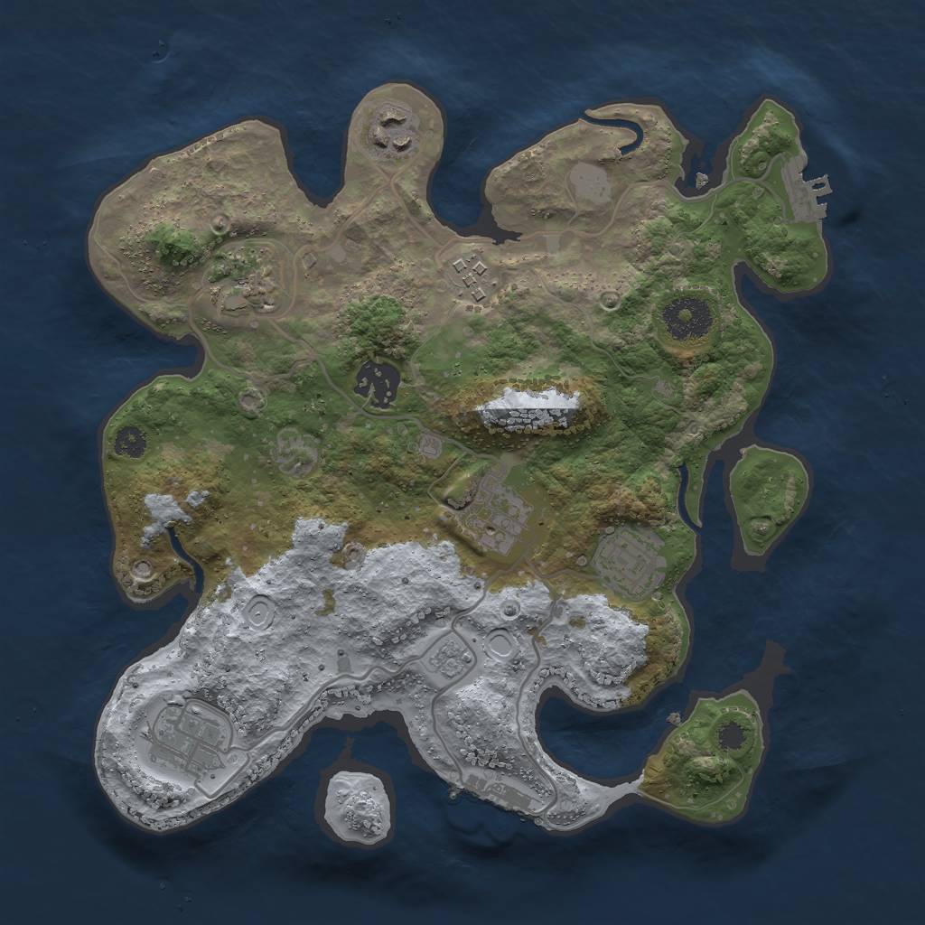Rust Map: Procedural Map, Size: 3000, Seed: 12833, 13 Monuments