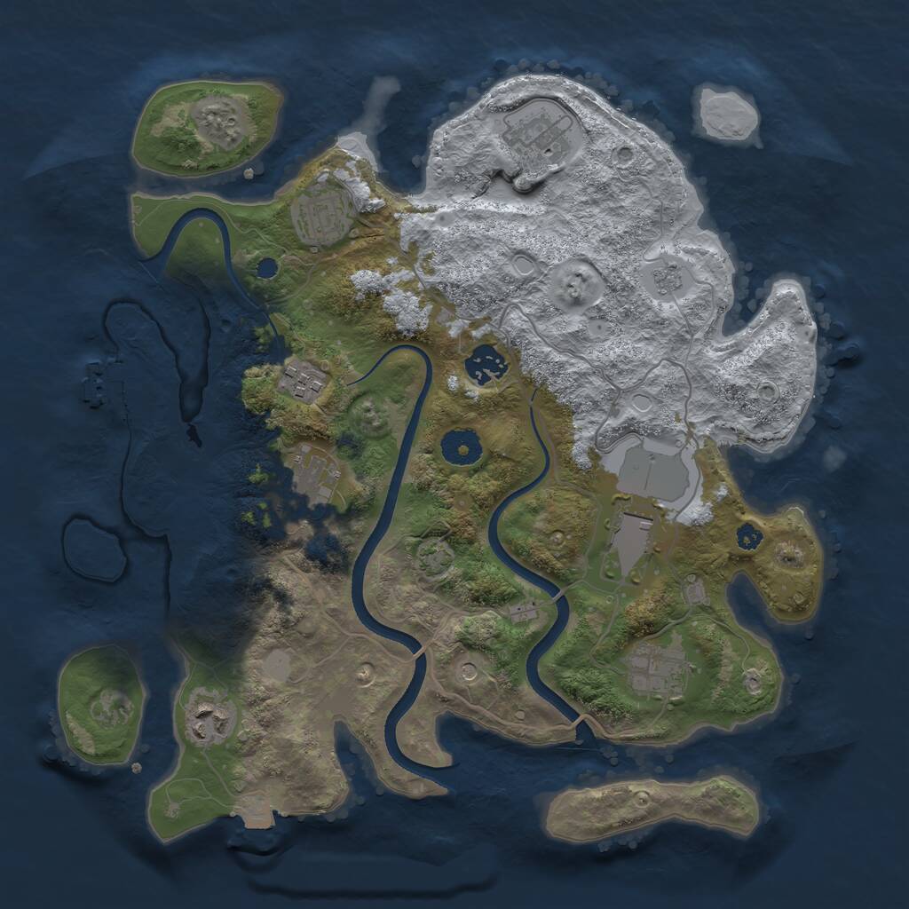 Rust Map: Procedural Map, Size: 3500, Seed: 300641442, 13 Monuments