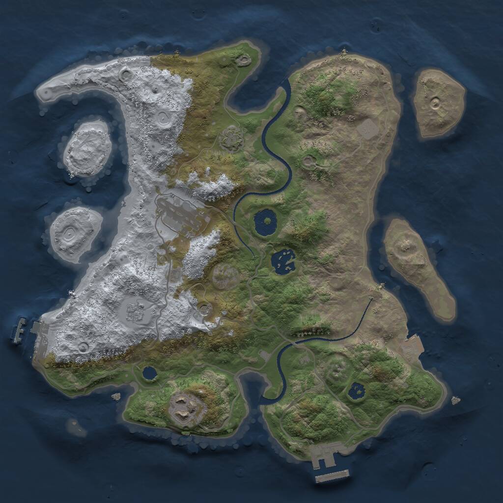 Rust Map: Procedural Map, Size: 3000, Seed: 1882941167, 9 Monuments