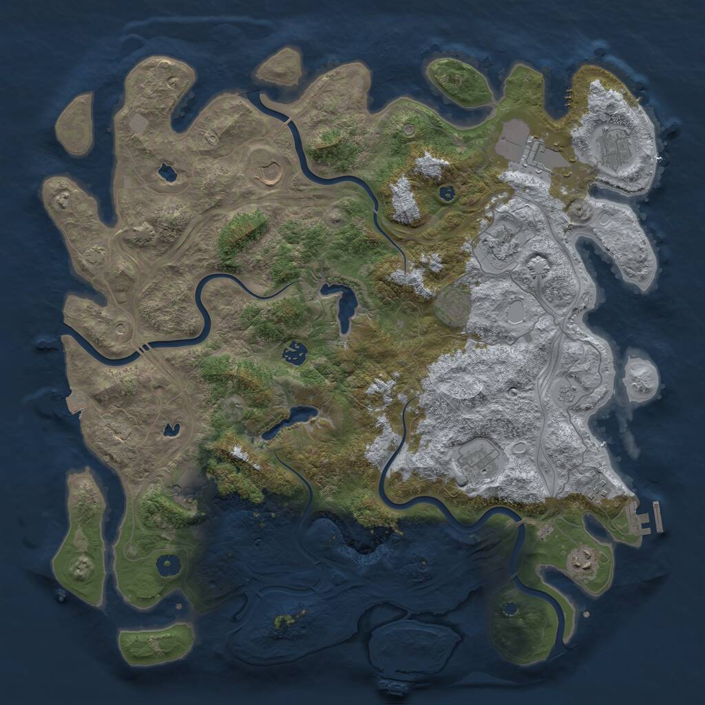 Rust Map: Procedural Map, Size: 4500, Seed: 53981906, 16 Monuments