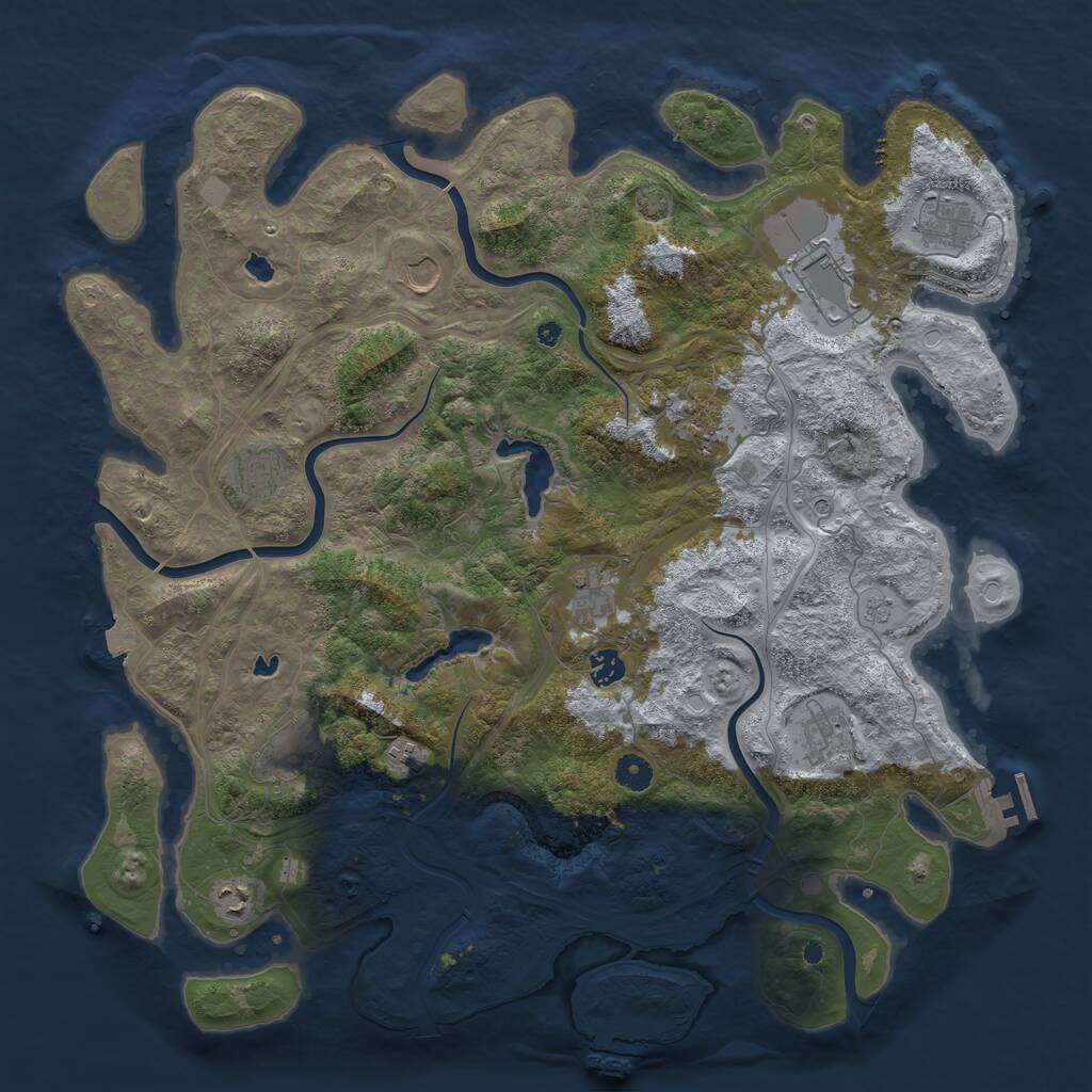 Rust Map: Procedural Map, Size: 4500, Seed: 53981906, 17 Monuments
