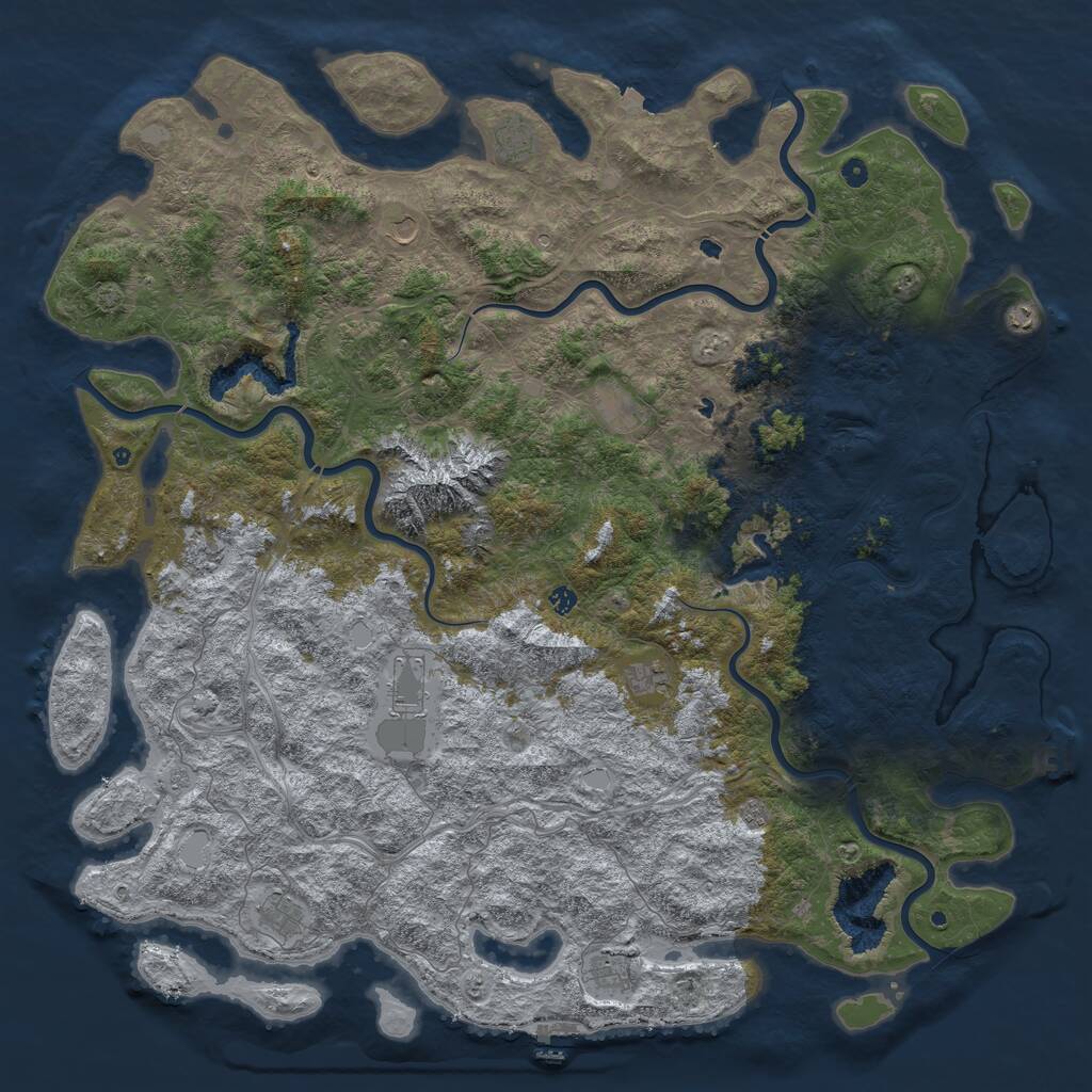 Rust Map: Procedural Map, Size: 6000, Seed: 648267, 17 Monuments