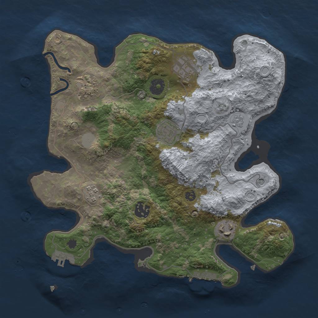 Rust Map: Procedural Map, Size: 3000, Seed: 264671393, 13 Monuments