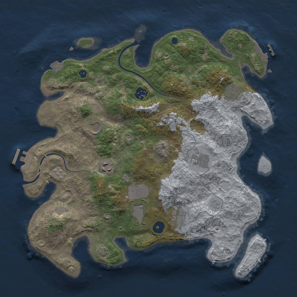Rust Map: Procedural Map, Size: 3750, Seed: 208725881, 14 Monuments