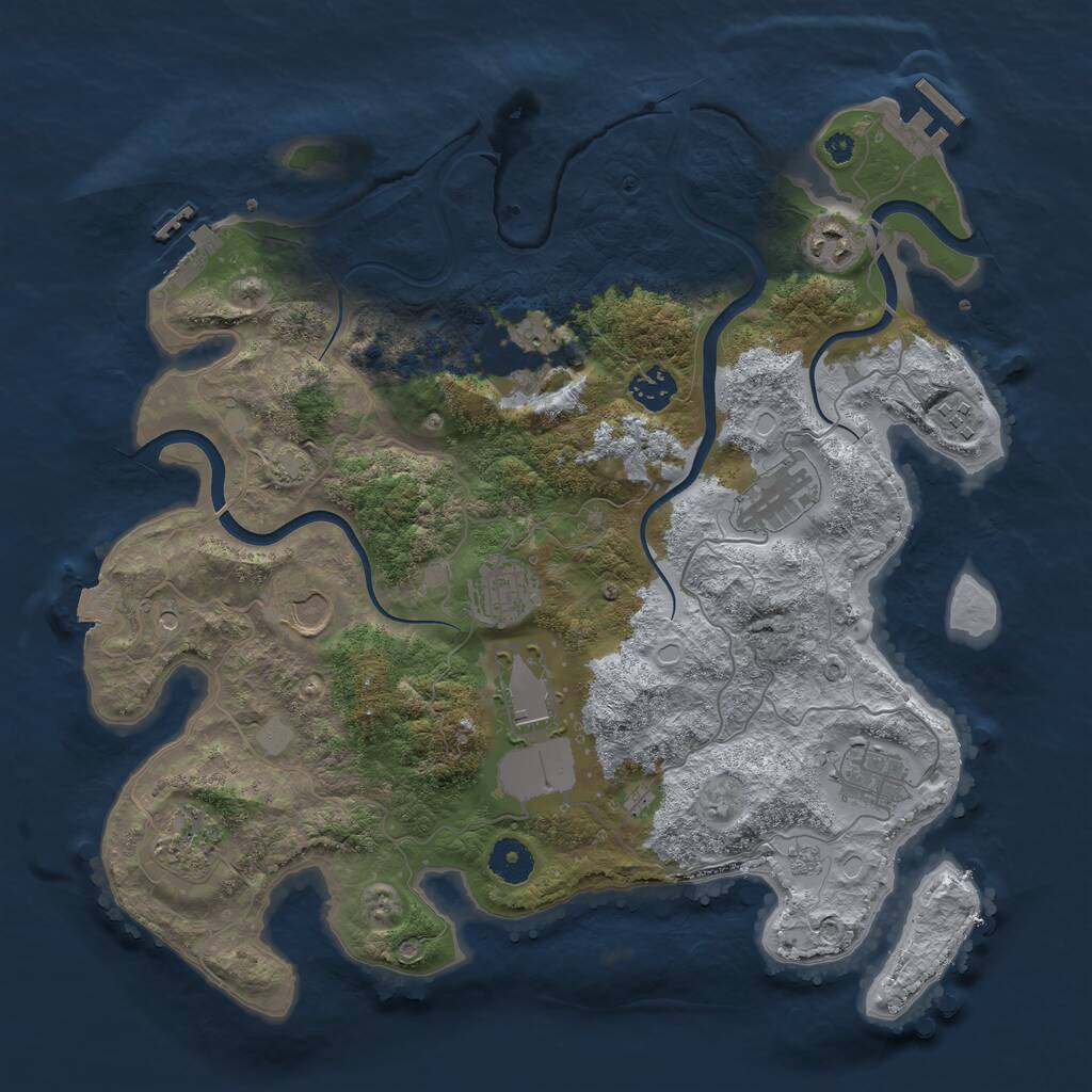 Rust Map: Procedural Map, Size: 3750, Seed: 208725881, 16 Monuments