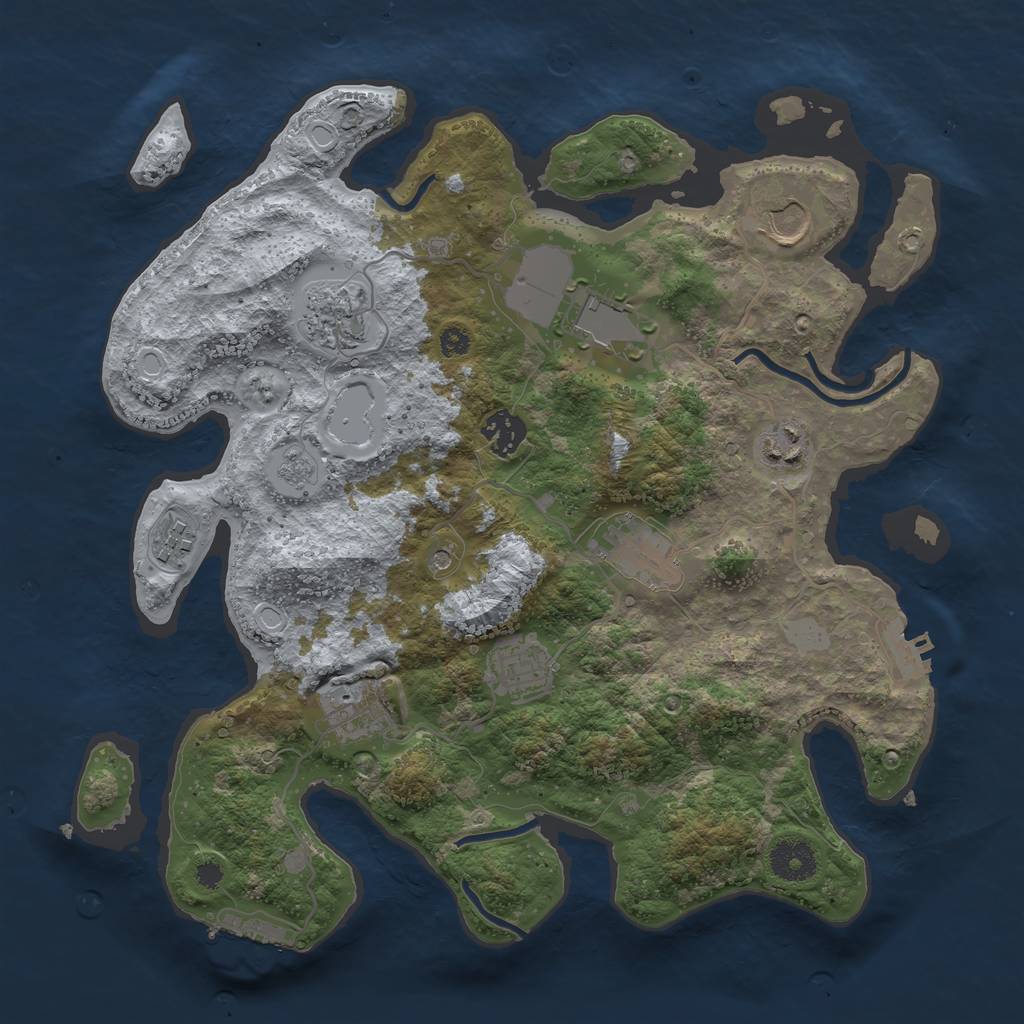 Rust Map: Procedural Map, Size: 3500, Seed: 151487762, 16 Monuments