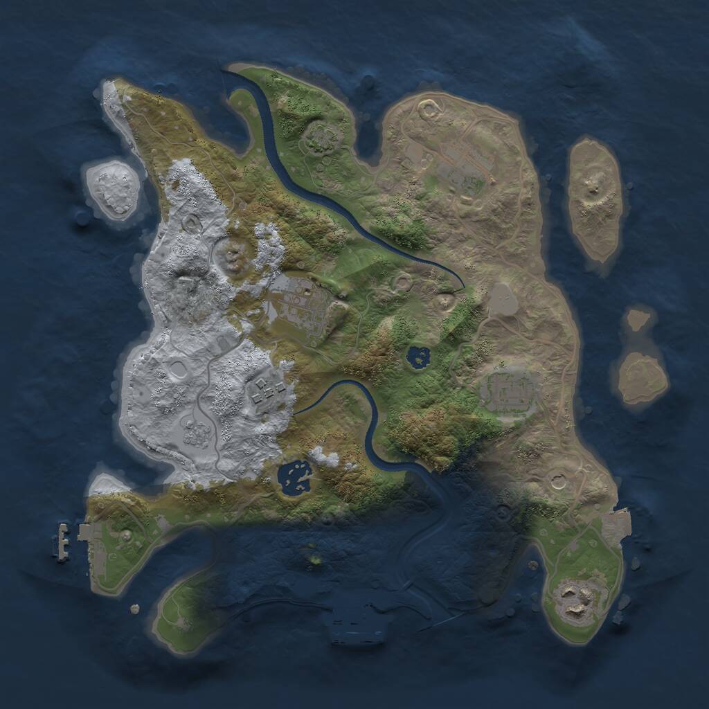 Rust Map: Procedural Map, Size: 3000, Seed: 843193594, 12 Monuments