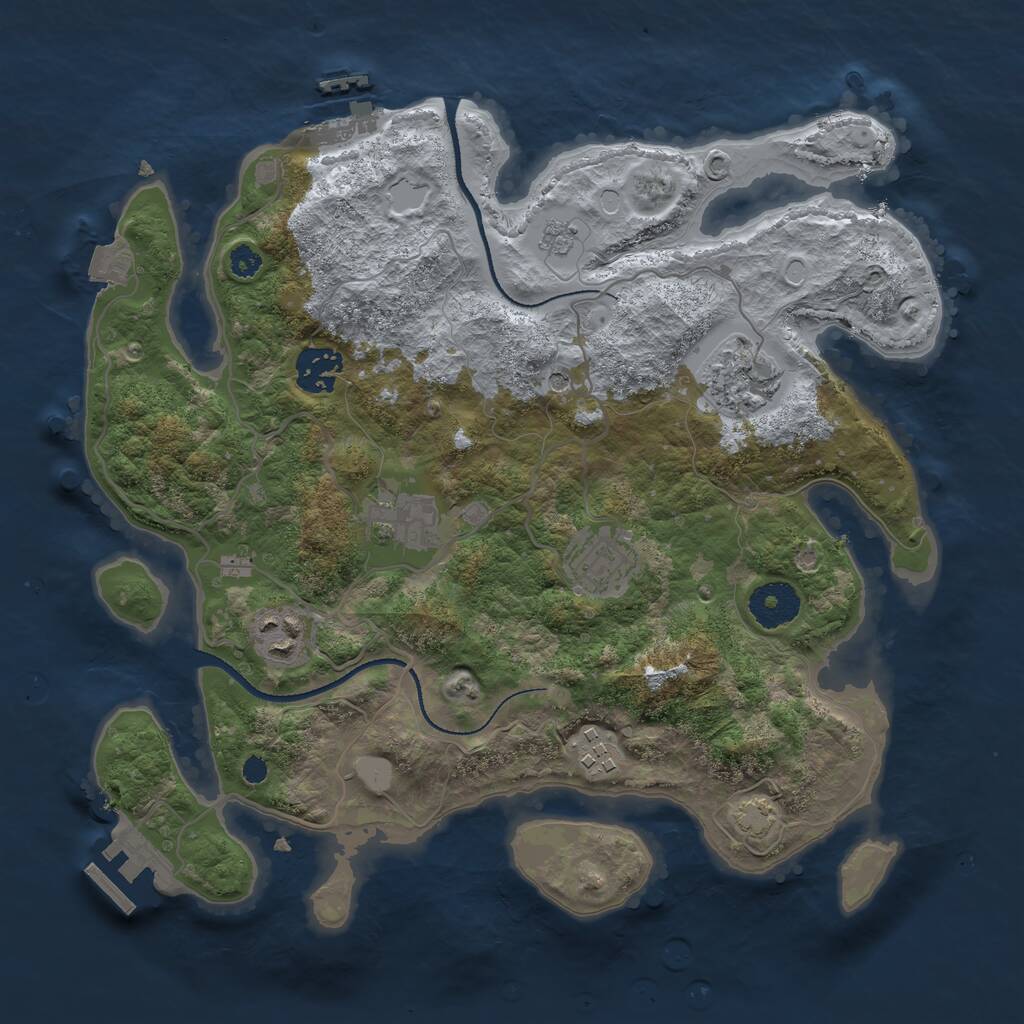 Rust Map: Procedural Map, Size: 3250, Seed: 6745636, 12 Monuments