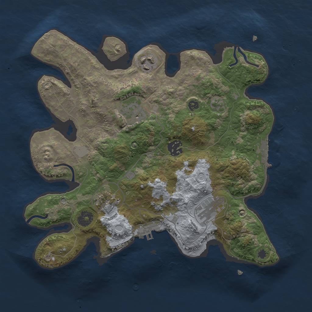 Rust Map: Procedural Map, Size: 3000, Seed: 15653, 10 Monuments