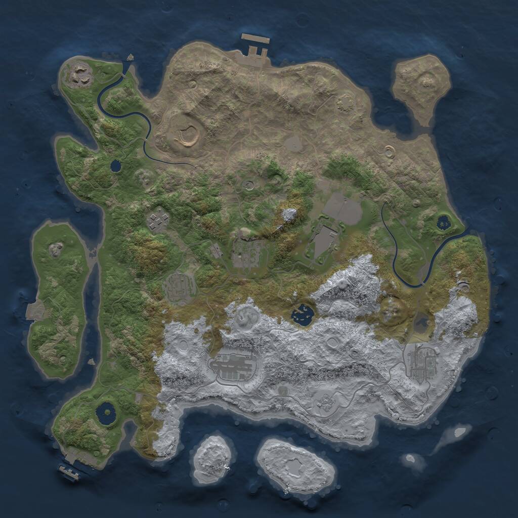 Rust Map: Procedural Map, Size: 3700, Seed: 1209214860, 15 Monuments