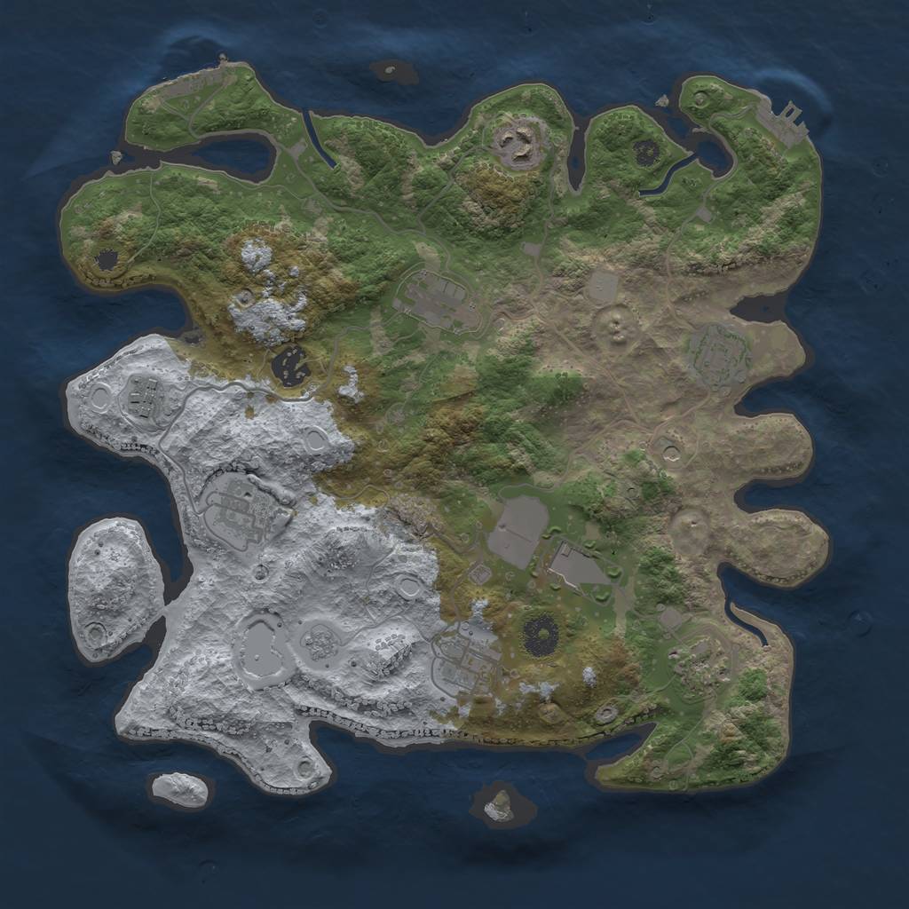 Rust Map: Procedural Map, Size: 3500, Seed: 2014052152, 16 Monuments