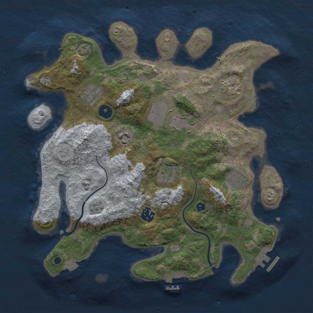 Rust Map: Procedural Map, Size: 3500, Seed: 1144810702, 14 Monuments