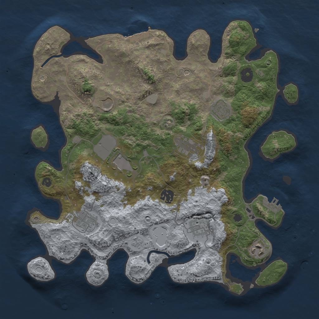 Rust Map: Procedural Map, Size: 3500, Seed: 1344598356, 15 Monuments
