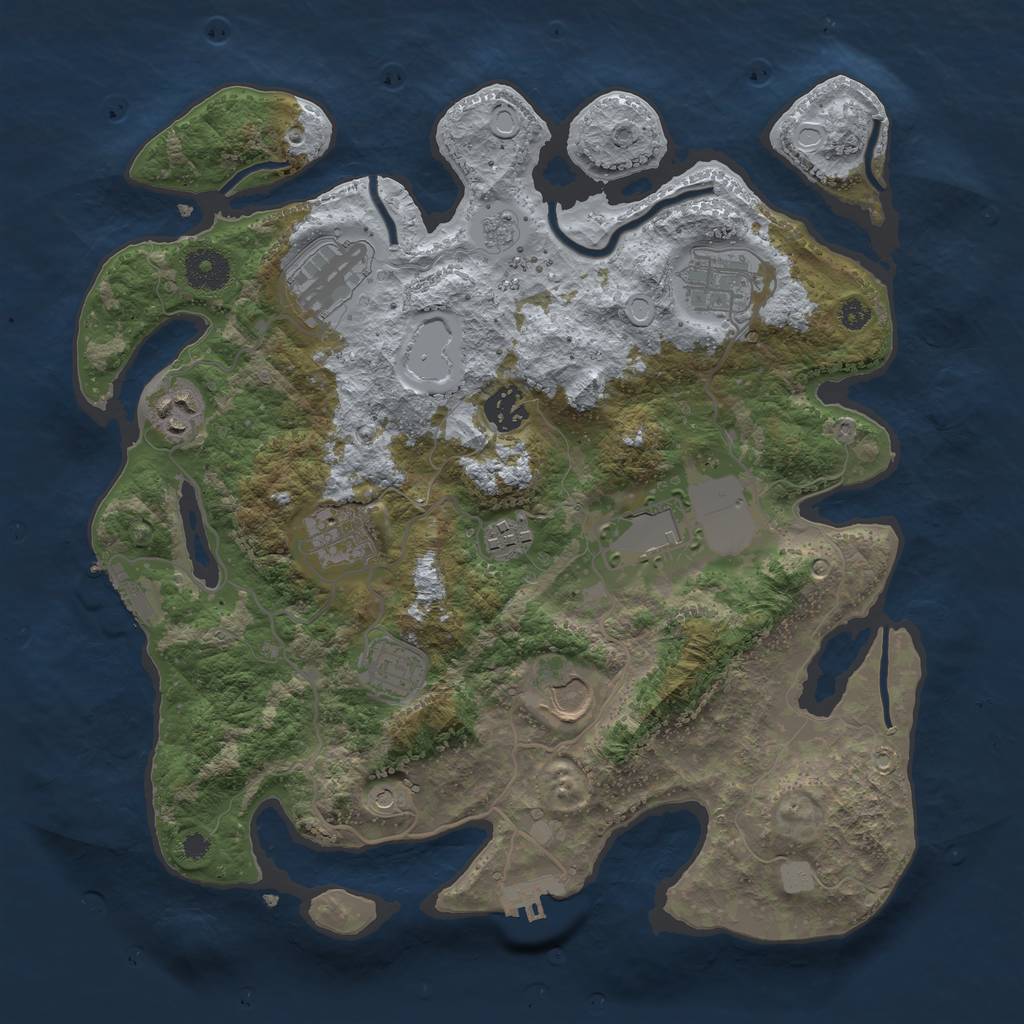 Rust Map: Procedural Map, Size: 3500, Seed: 2061906792, 16 Monuments